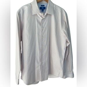 🔥Egara no-iron white with orange & blue long sleeved button up shirt. GORGEOUS!